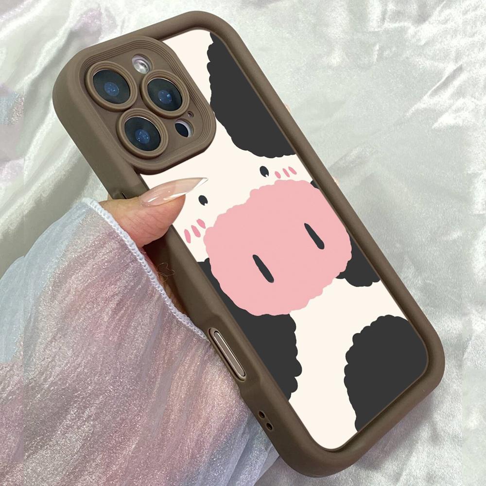 JT301 Kawaii Cow for iPhone 17 16 15 14 13 12 Pro Max Samsung S26 S25 Ultra A17 A16 A07 A56 A06 A05 A13 A14 A15 Xiaomi 15T Redmi 15c Note 14 Soft Case
