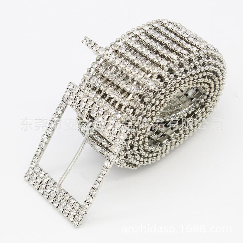 Meier Women s waist cincher belt rhinestone buckle metal waist chain pants chain belt - shiny wide waist cincher 100cm
