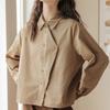 Chemise décontractée large irrégulière pour femme Printemps Automne Hiver Style japonais à carreaux Preppy à manches longues Chemise Veste Vêtement d'extérieur