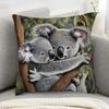 1pc Vintage Koala Embrace Printed Pillowcase, Soft Comfortable Polyester Short Plush Fabric, Single-Sided Print, 44.96 X 44.96 Cm, Machine Washable, Z
