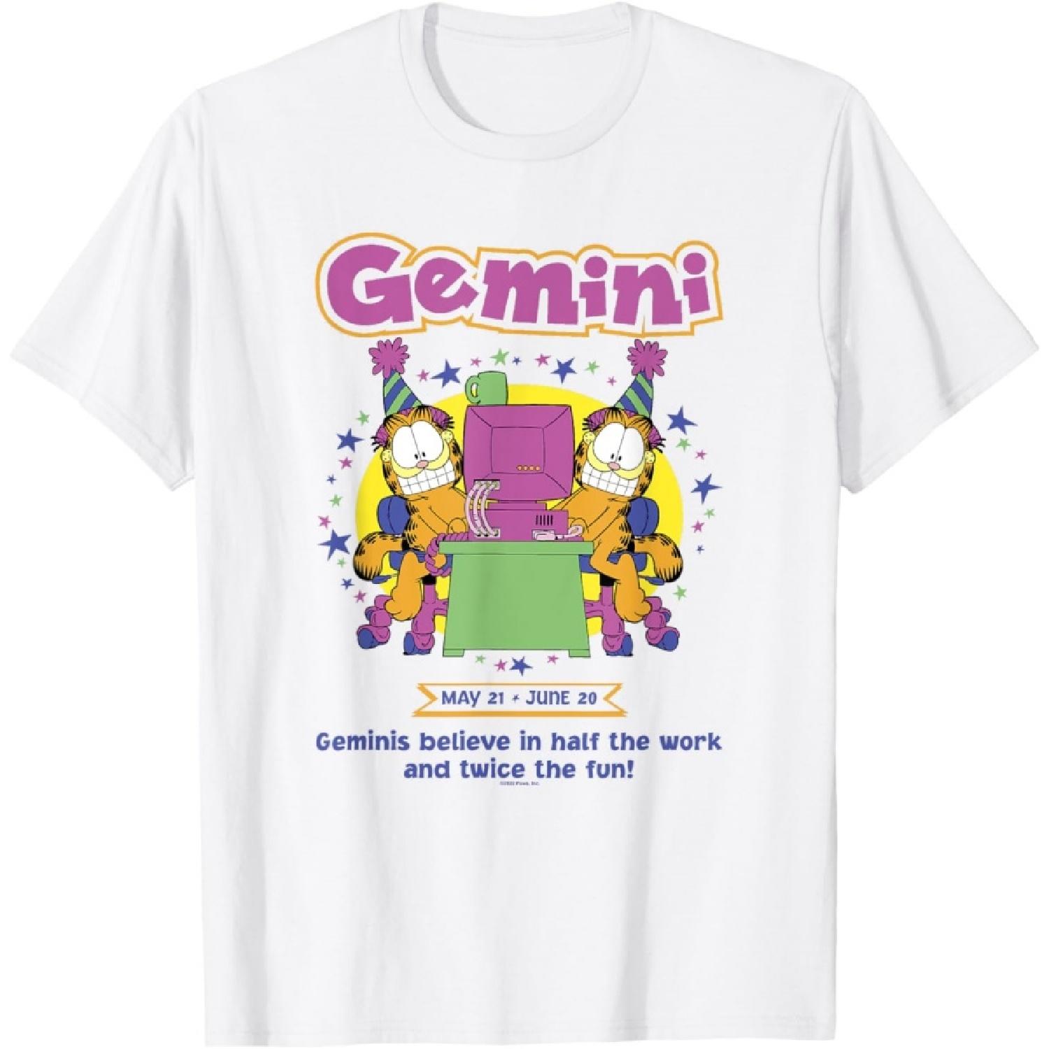Garfield Gemini Zodiac Sign Horoscope Humor T-Shirt XXXXXL белый