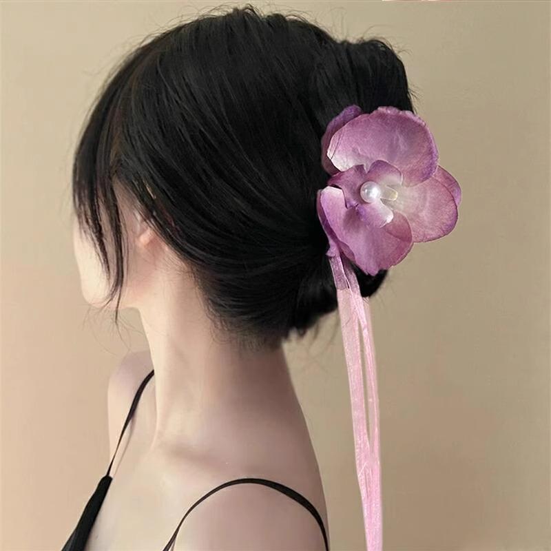 

Yi Mengling s Same Butterfly Orchid Ribbon Flower Clip Gentle Fairy Atmosphere Surrounded By Hair Beach Vacation Accessories