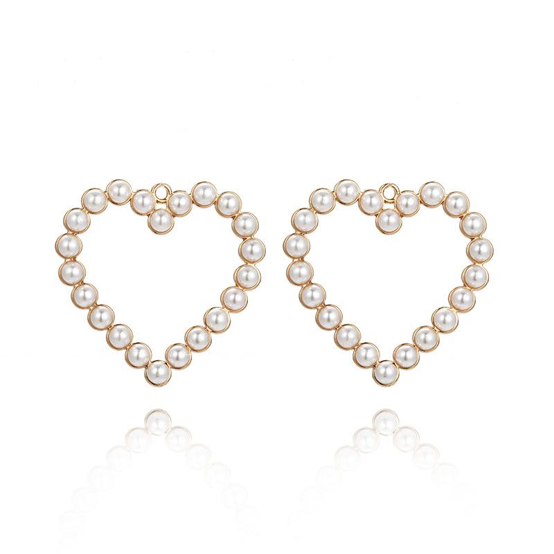 2020New 60Pcs Pearl alloy big Love Heart Charm Button for DIY Earrings Pendants or Jewerly necklace accessoriess BY75-BY76