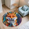 City Fox,Round Area Rug,Carpet Rug for Living Room Bedroom Sofa Playroom Decor,Non-slip Floor Mat