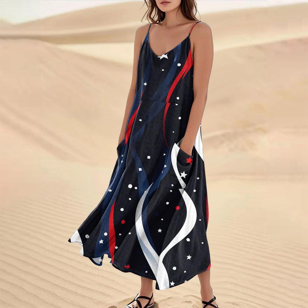 Women's Summer Dress Casual Loose Print Long Beach Vacation Dresses