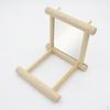 Parrot Perch with Bird Mirror and Solid Wood Stand, Square Wooden Stand for Budgie, Cockatiel
