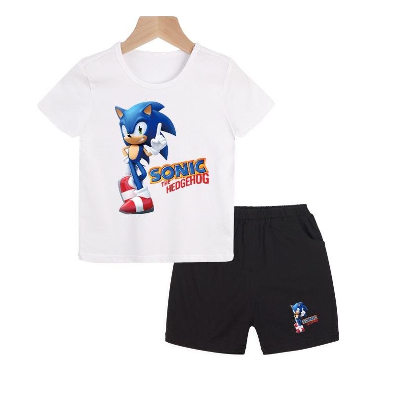 New Boys' Clothing Set, Children's Cartoon T-shirt, Short Sleeved T-shirt and Pants