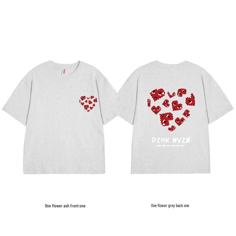 Tricou de cuplu supradimensionat simplu cu imprimeu de litere mărimi mari - Tendință Vară 2025