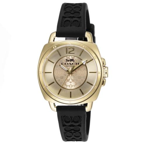 

Coach BOYFRIEND 34MM Watch, Gold Dial, Stainless Steel, Leather, Quartz, Women s, Black, 14503980