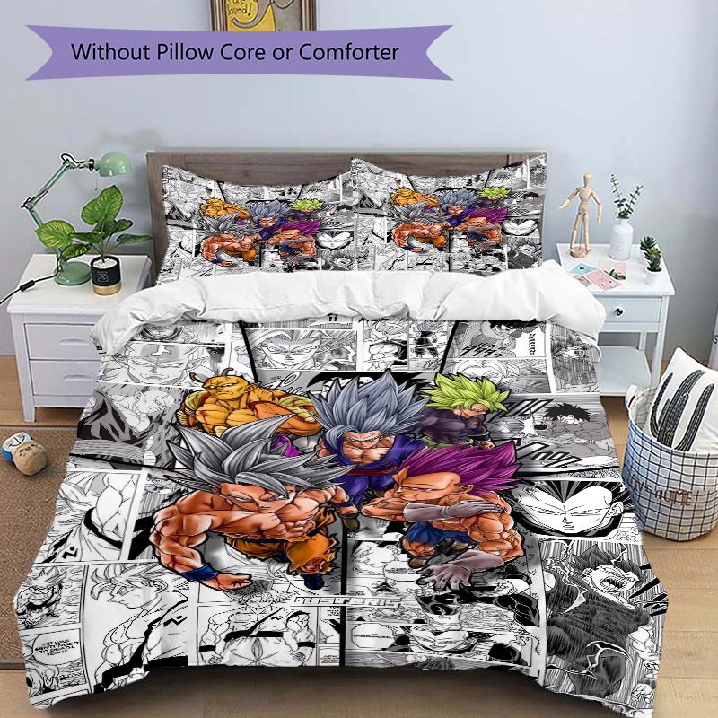 

3pcs The Ultimate Battle Dragon Ball Quilt Set - Soft and Comfortable Bedroom, Guest Room and Dorm Decor Bedding Set 1 Quilt Cover + 2 Pillo 135cm*200cm