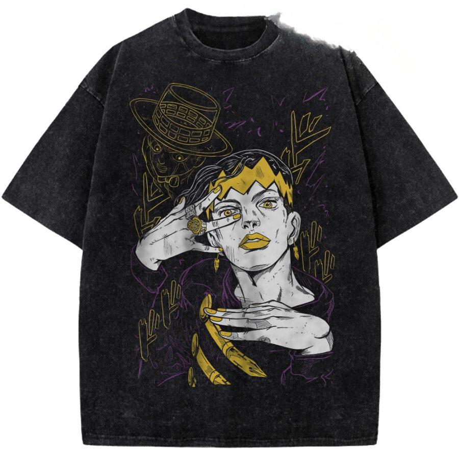 

Anime JoJos Bizarre Adventure Gyro Graphic T Shirt Men Women Clothing Oversized Tshirt Washed Cotton Tee Harajuku Male Tshirt S