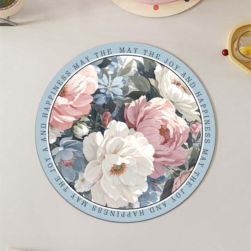 Rubber Flower Pattern Coasters With Antislip Water Absorption For Home Use