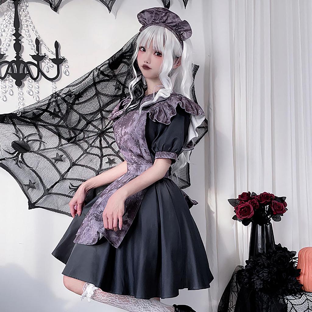 Milky Time Damen Lolita Dienstmädchen Halloween Kostüm, Dunkelschwarz (M)
