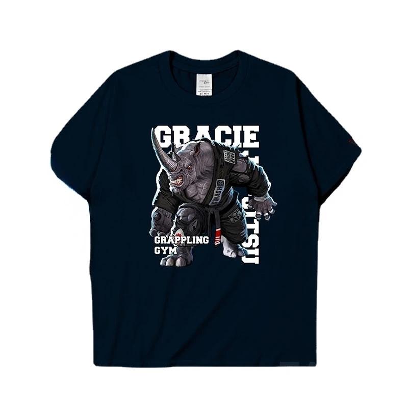 

Brazilian Jujitsu Rhinoceros Illustration Mens TShirt Cotton Round Neck Short Sleeve T Shirt 4XL
