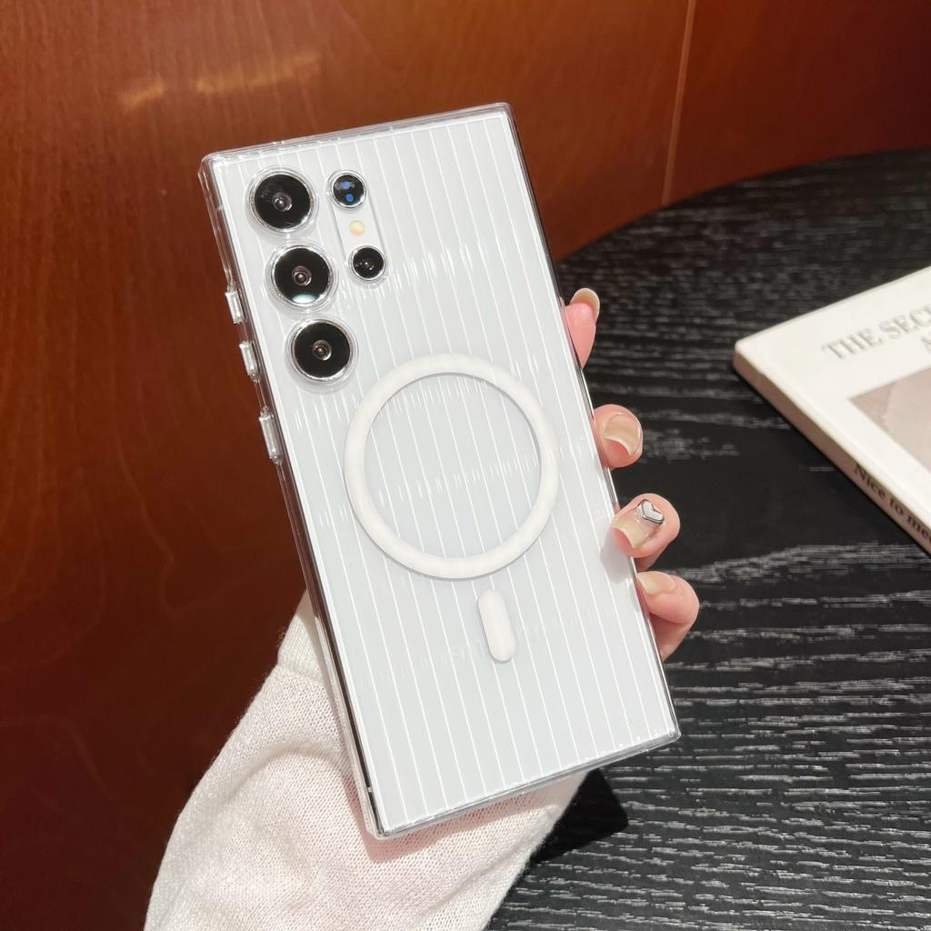 PC does not yellow corrugated pattern S25u is suitable for Samsung S24Ultra mobile phone case S23 anti-drop magnetic suction ultra-thin case