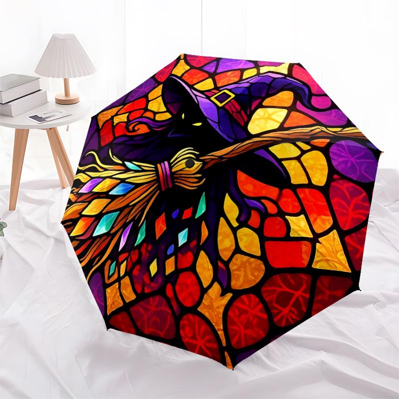 1pc Witchcraft Halloween Automatic Folding Umbrella - 8-Rib Compact Travel Umbrella Durable & Portable for Outdoor Use, Perfect Gift for Birthdays151