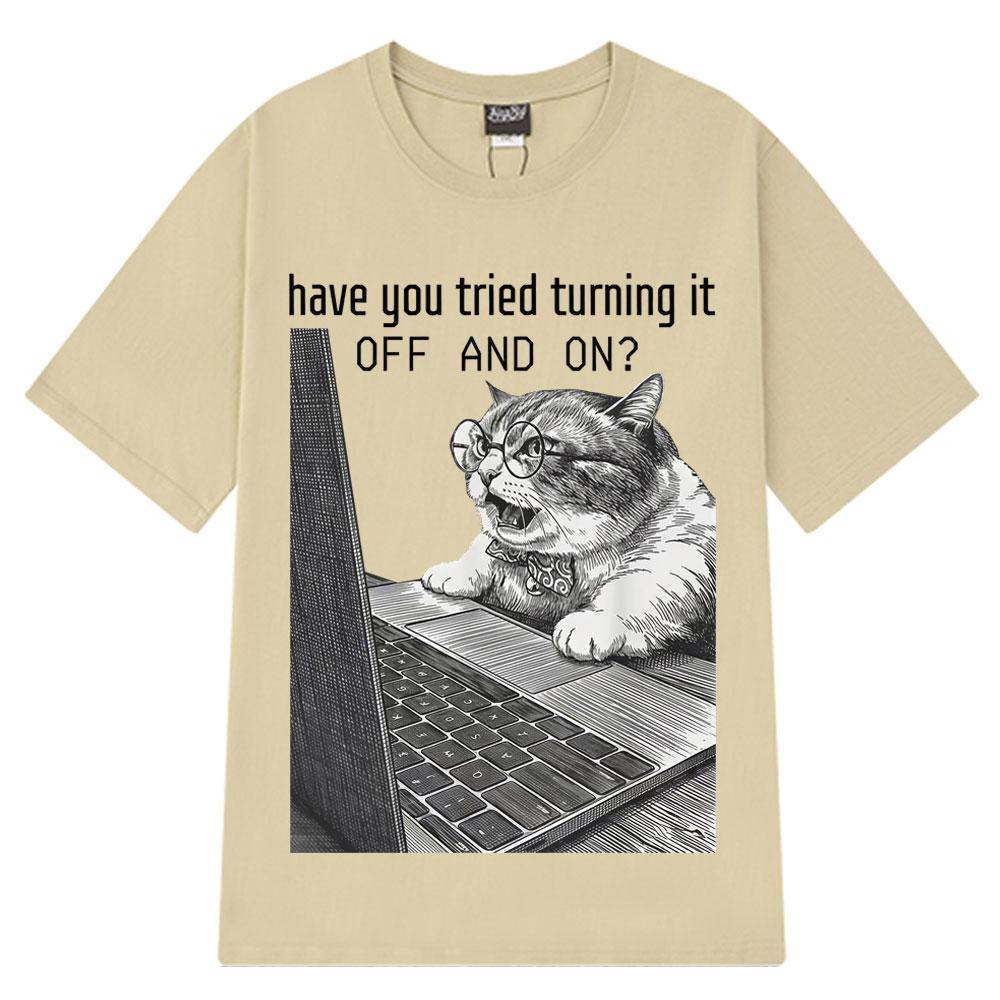 Funny Work Cat Meme Tshirt Unisex Harajuku Tshirt Summer Shortsleeved Loose Casual Vintage Tshirts Lover Gift