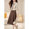 2026 Spring New Arrival: Women's French Elegant Skirt & Tie-Neck Shirt Two-Piece Set