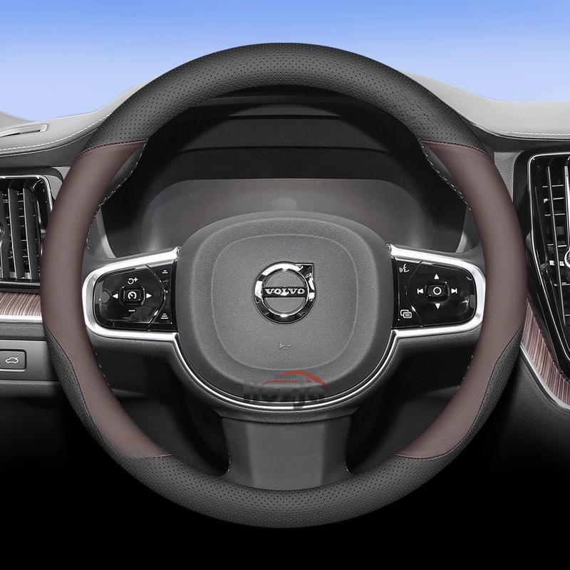 Leather Car Steering Wheel Cover for Volvo EX90 EM90 S60 EC40 EX40 XC40 ES90 XC90 S90 XC60 V90 V60 B4 B5 B6 T4 T5 T6 T8 D4 D5