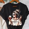 DRAMATIC 1pc Women' S Fashion Print Round Neck Short Sleeve T Shirt Casual and Comfortable for Daily Wear Trendy Print Combine