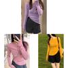 Womens Pure Color Long Sleeve T Shirt With Round Neck For Autumn Casual Wear