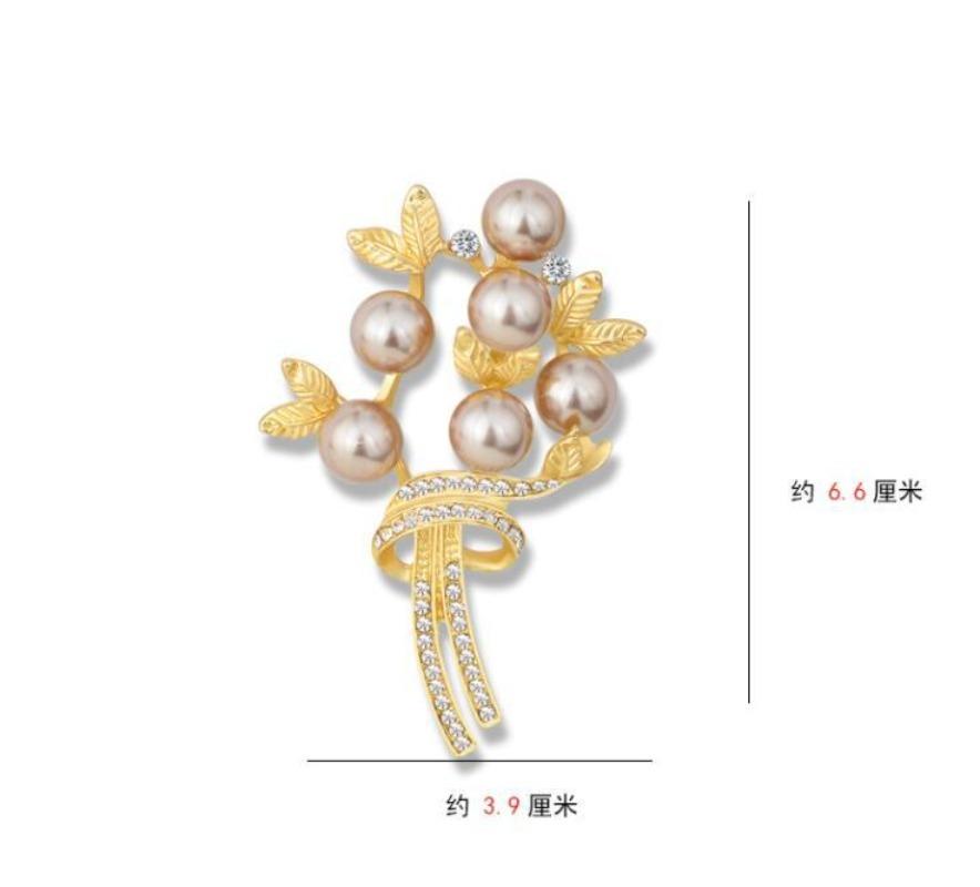 Bauhinia Brooches Pins Crystals Imitation Pearl Flower Brooch Women Wedding Party Accessories Fashion Jewelry Gifts