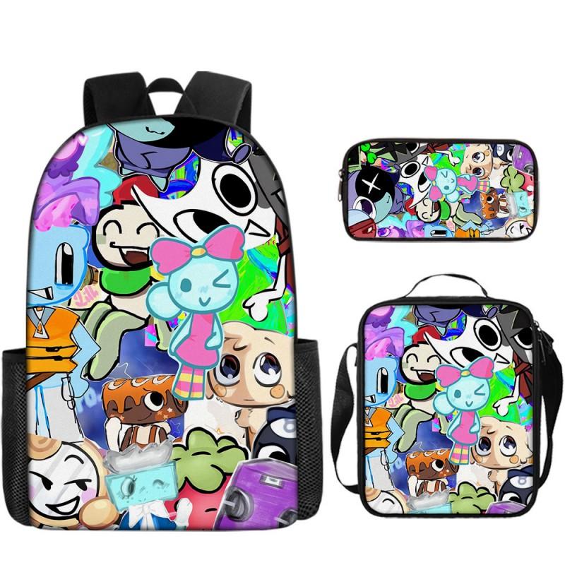 Dandys World Anime Print Backpack Set Students Lightweight School Bag With Crossbody Pouch Pencil Case