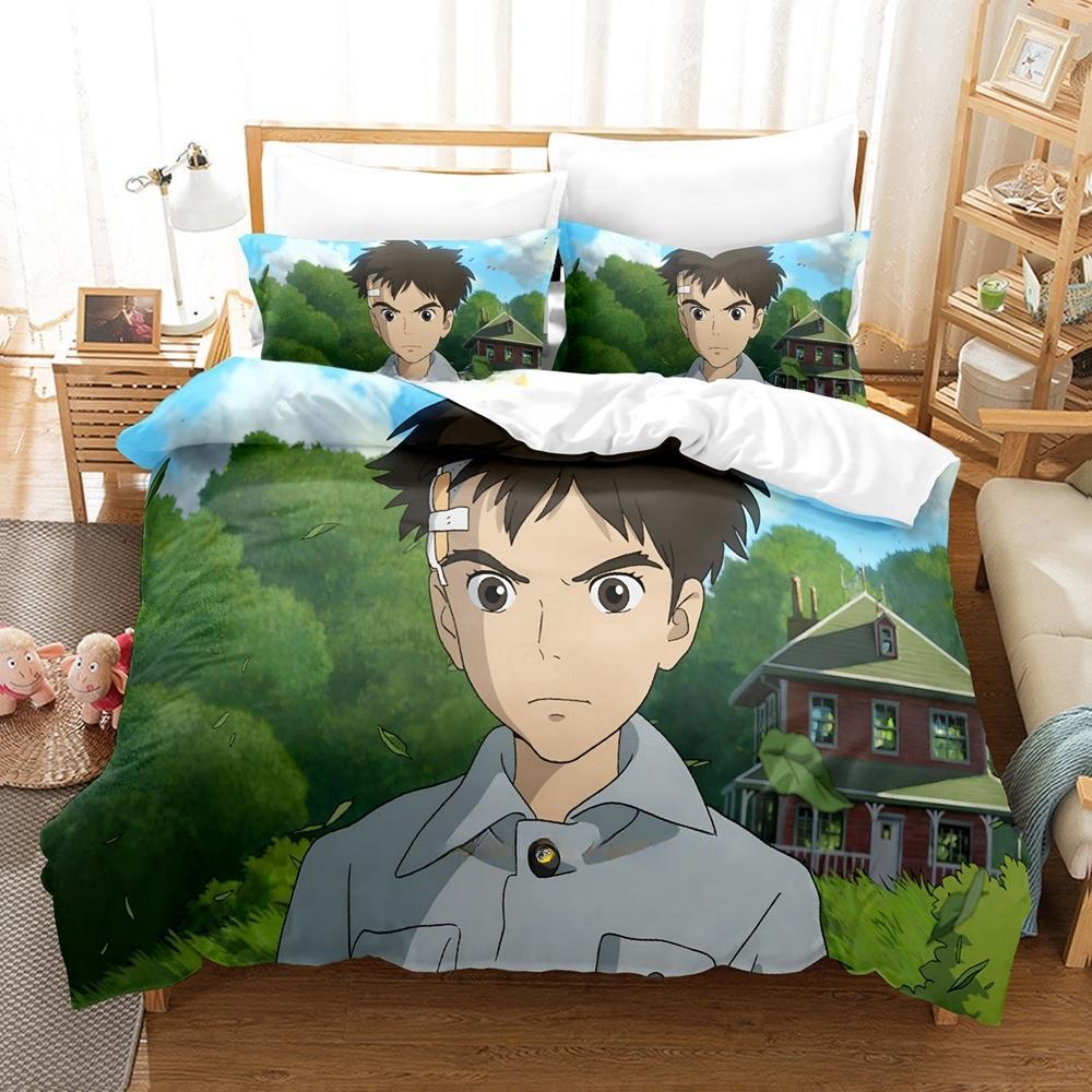 

Комплект постельного белья «Мальчик и цапля» односпальный двуспальный двуспальный комплект постельного белья размера «king-size» для взрослых и детей, комплект пододеяльников, комплект простыней в стиле аниме EU Twin 135x200cm