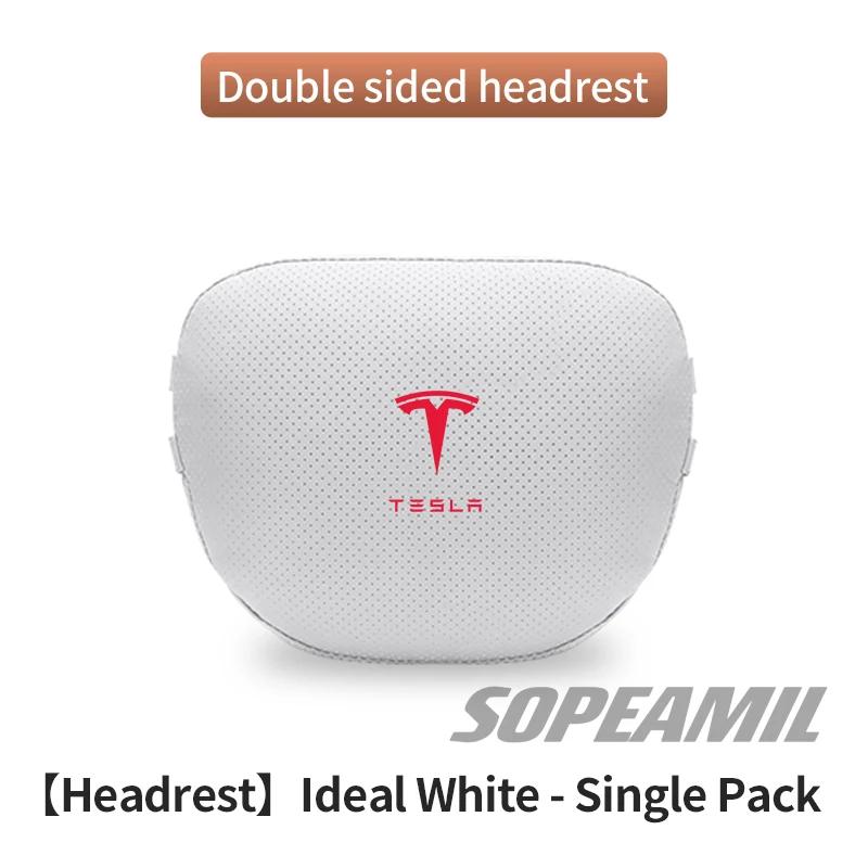 Tesla Cybertruck Model 3 Model Y Model S Model X Car Double-Sided Suede Leather Headrest Neck Support Pillow Seat Waist Cushion