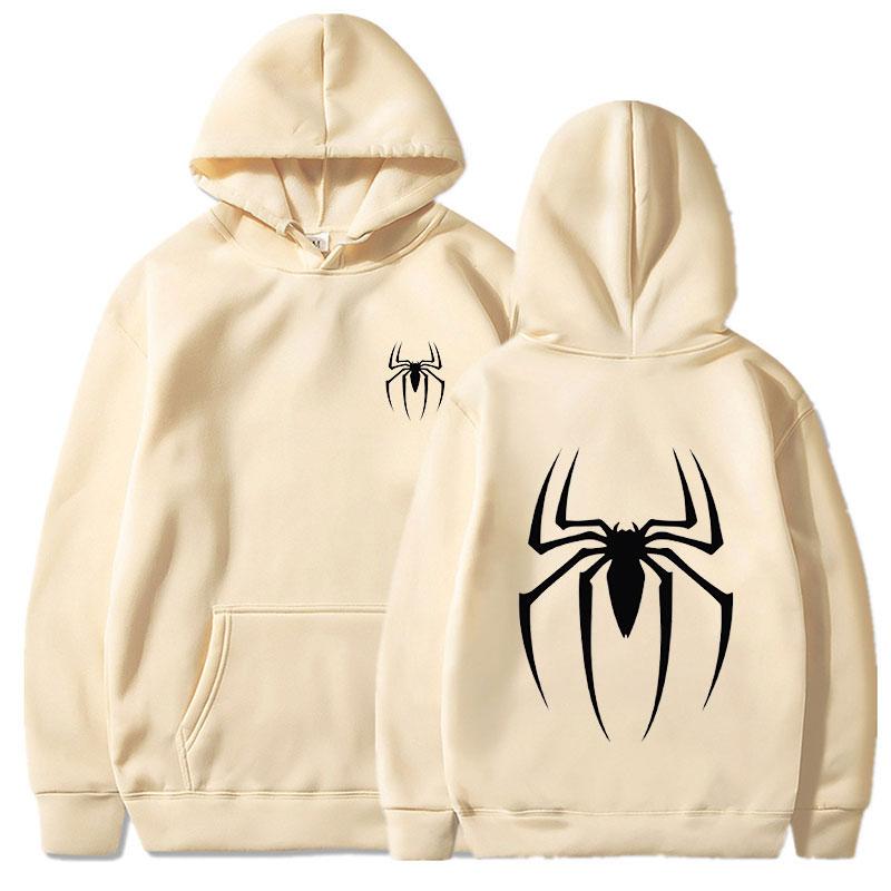 Men's Y2K Spider Print Hoodie Autumn Winter Adult Street Style Loose Hip Hop Punk Fashion Couple Sports Long Sleeve Pullover