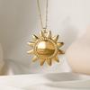 18K Gold Stainless Steel Cross Necklace with Large Sun Pendant - Fashionable Clavicle Chain Accessory.