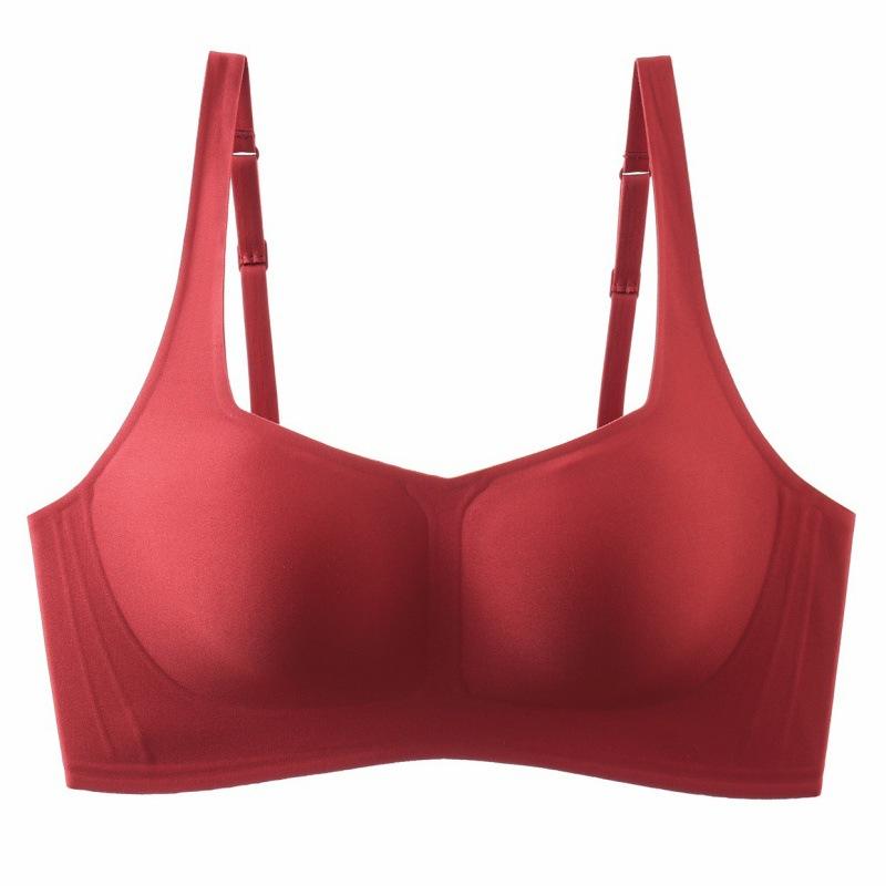 French Square Neck Jelly Strips Bra Soft Support No Steel Ring No Trace Thin Gather Underwear Women'S Comfortable Bra