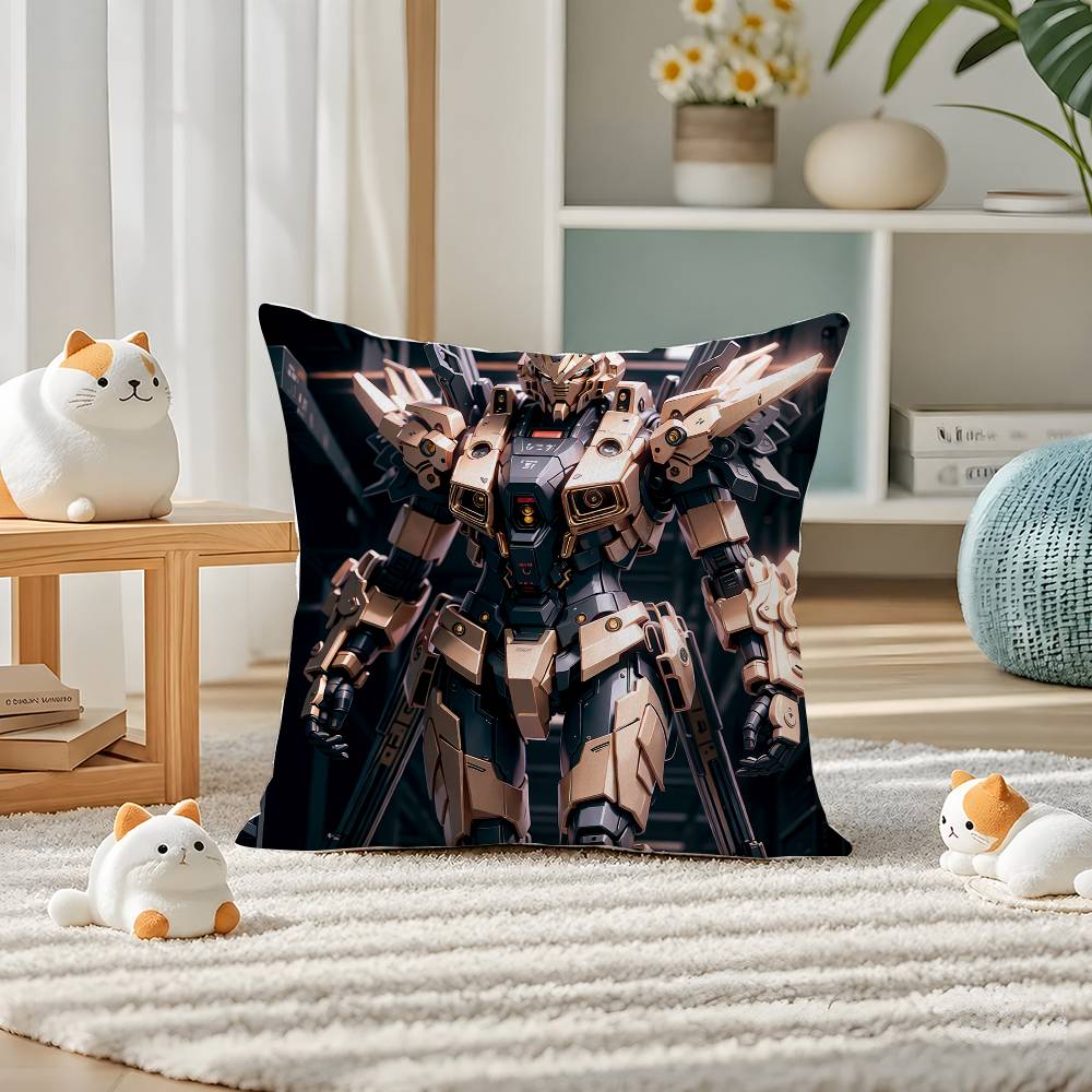 Mobile Suit Gundam Heavyarms Gundam Anime Plush Pillow Cover Soft Short Plush Cushion Cover For Sofa Bedroom Home Decor Gift