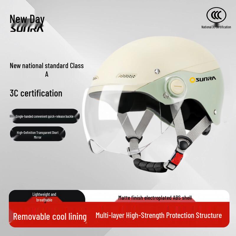 Sunra 3C Certified Class A Half Helmet for Electric Bikes & Motorcycles One Size (54-63cm)