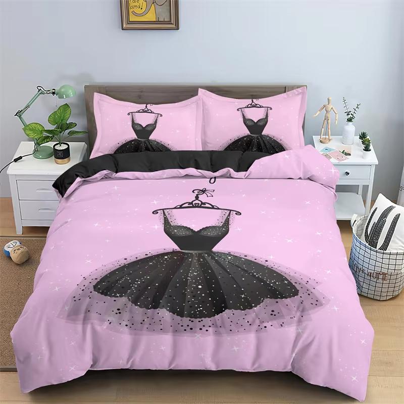 Fashion Princess Dress Perfume Lipstick Duvet Cover King Full Women Cosmetic And Makeup Theme Bedding Set Microfiber Quilt Cover
