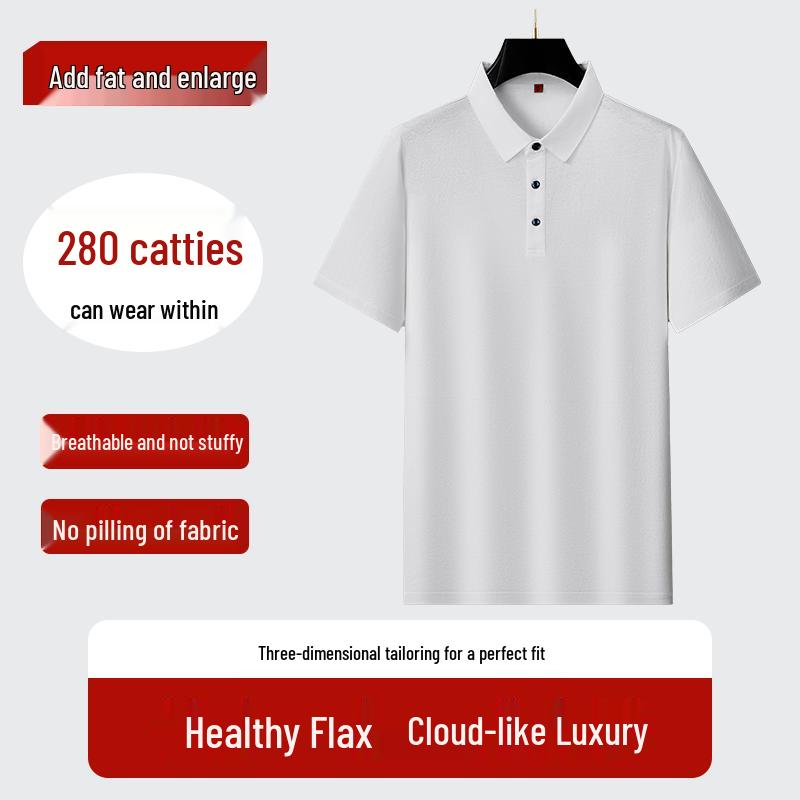 

Men s Plus Size Cotton Linen Short Sleeve Polo Shirt 5XL