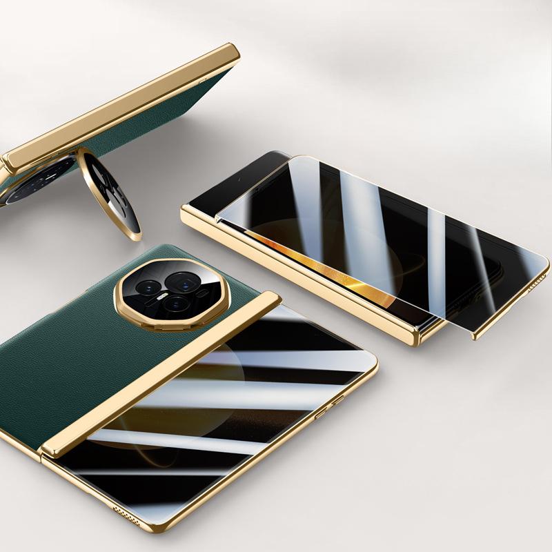 Business Case Film Integriert für Honor MagicV3 Handyhülle Faltbar Sturzsicher Linsenhalter 3. Generation Galvanisierte Lederhülle