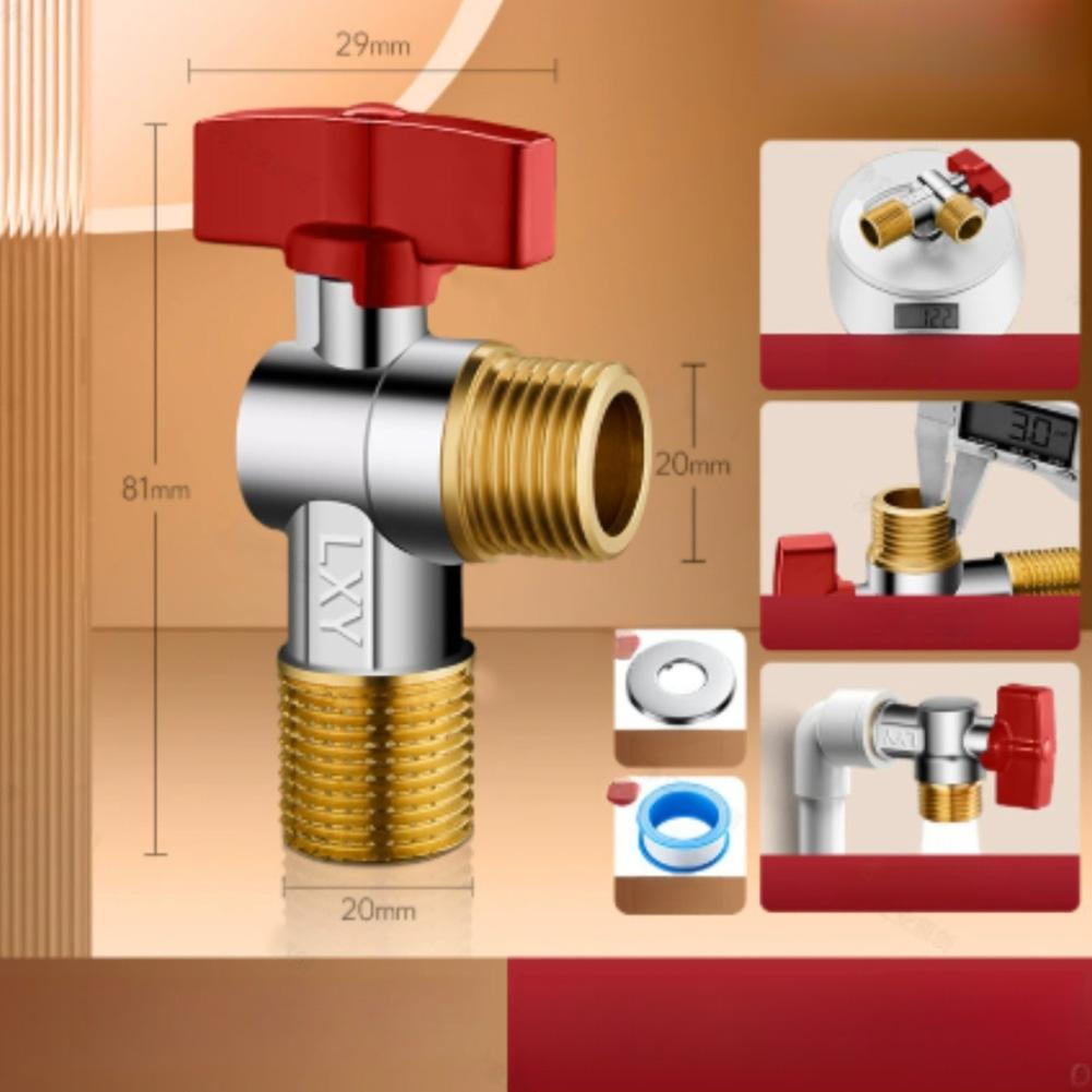 1pc Brass Angle Valve Leak-Proof Water-Saving 0.5-inch Connection Valve For Bathroom Heater Plumbing Systems