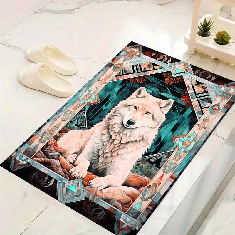 Natvie Wolf Carpet Rug for Living Room Bedroom Home Sofa Decoration,Kids play Non-slip Floor Mat
