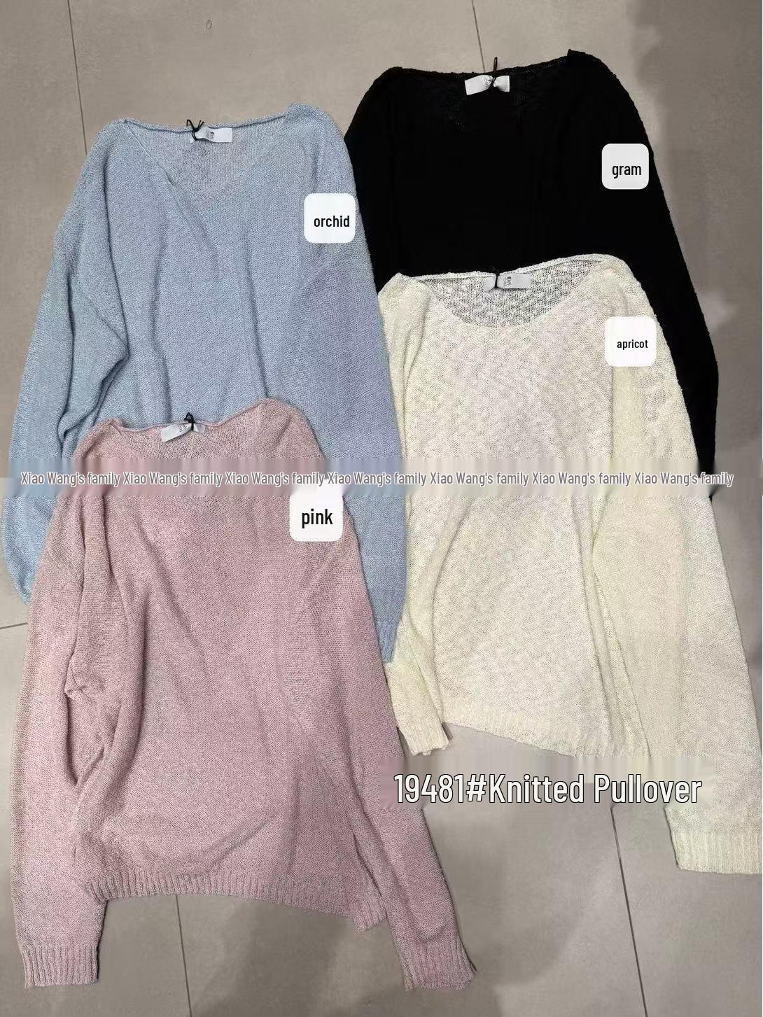 

Xiao Wang s Korean Style Loose Plus Size Spring/Summer Casual Sunscreen Knitted Pullover Sweater One Size чорний