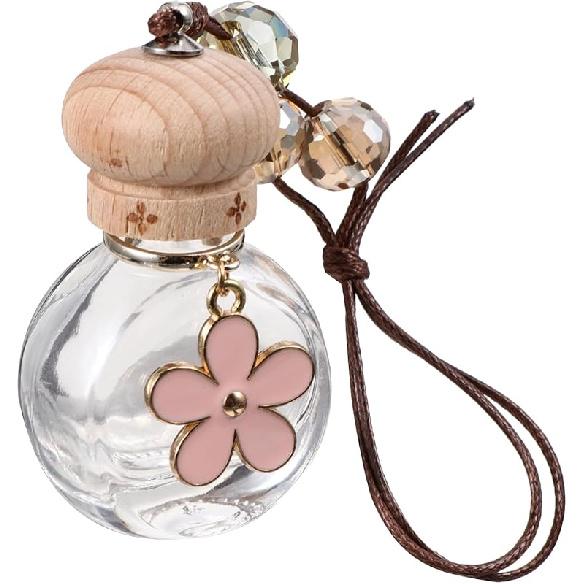 1pc Pendant Car Diffusers for Essential Oils - Hanging Air & Perfume Bottle - Automatic Air Diffuser - Glass Bottle - Pink