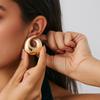 Wind Texture Metal Pleated Stud Earrings Design Sense Geometric Hollow Spiral Earrings