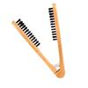 Wooden Hairdressing Comb Double Sided Anti-Static Double Brushes Comb V Type Portable Double Sided Bristle Brush Home Salon