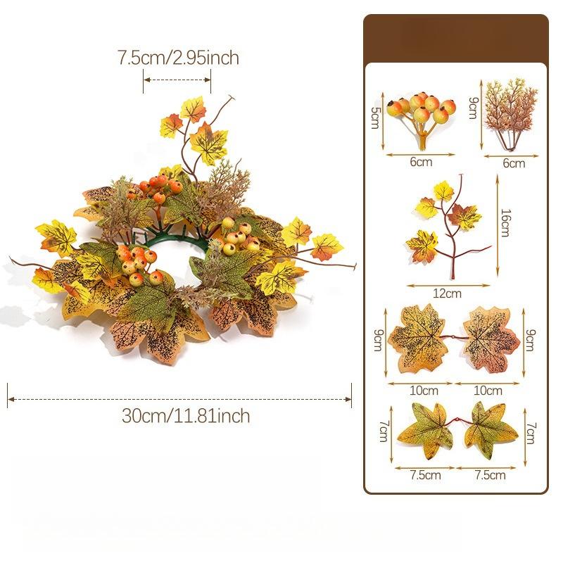 1PC Autumn Simulation Sunflower Thanksgiving Candle Wreath, Decorative Wreath, Candle Wreath, Photography Props, Home Decor, Party Decorations