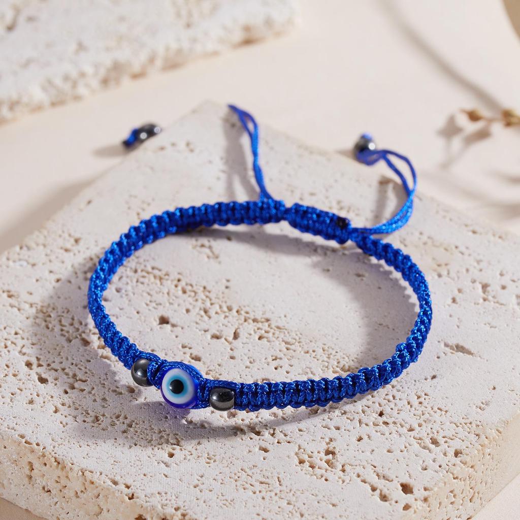Versatile Handmade Adjustable Woven Bracelet with Demon Eye Beads