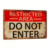 Vintage Metal Iron Restricted Area Do Not Enter Sign, Wall Hanging Warning Decor Plaque for Home and Business, English Text