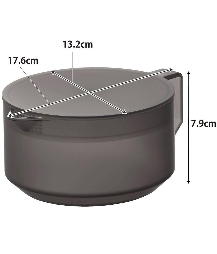 Yamazaki Tower x x Dishwasher and Microwave Easy to Lid and Strainer Product Number 1673 Teapot, Black, W13.2 D17.6 H7.9cm (including handle), 600ml,