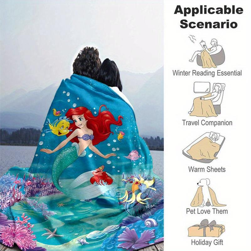 1PC Cartoon Mermaid Blanket, Underwater World Decorative Throw, Perfect for Home Decoration, Gift Idea, All Seasons Use, Living Room, Travel