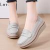 Spring Women Platform Shoes Leather Flats Sneakers Women Casual Wedge Shoes Slip On Moccasins Mother Shoes Autumn Women Loafers
