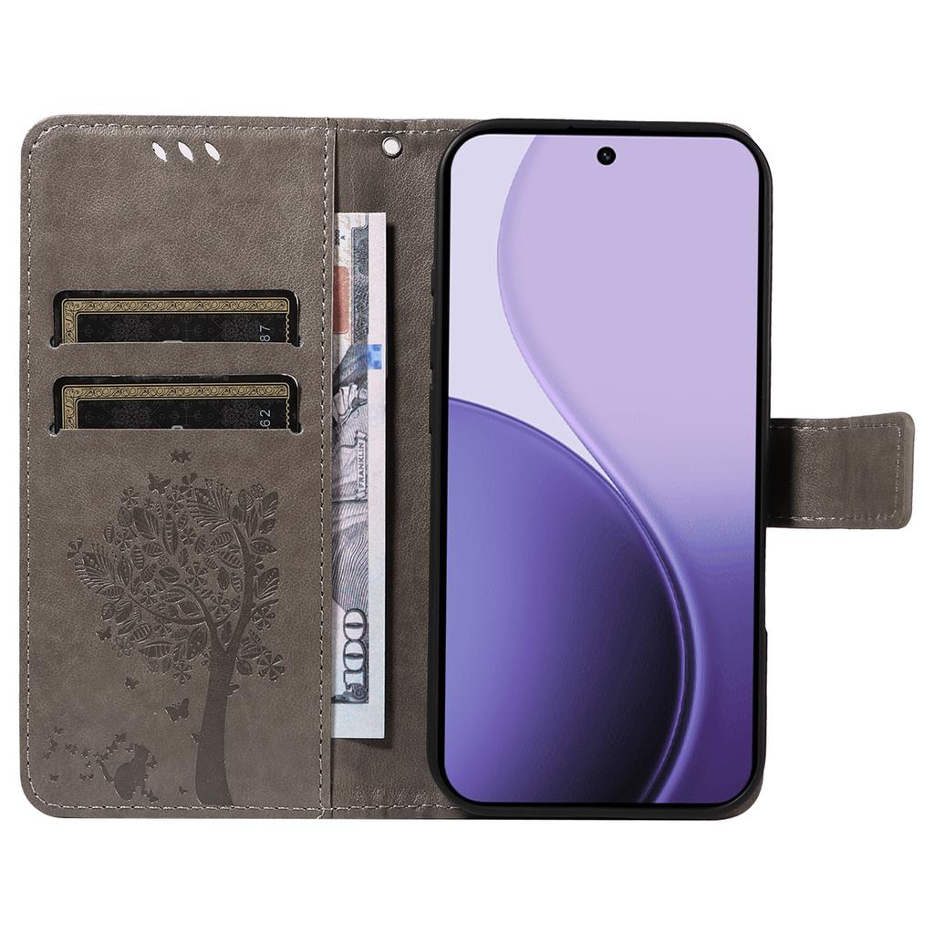 Pro Oppo Reno14 5G (Čína)/Oppo Reno14 F 5G/Oppo Reno14 5G (Globální) Pouzdro na telefon se stojánkem Vzor kočičího stromu Kožená peněženka Mobilní kryt